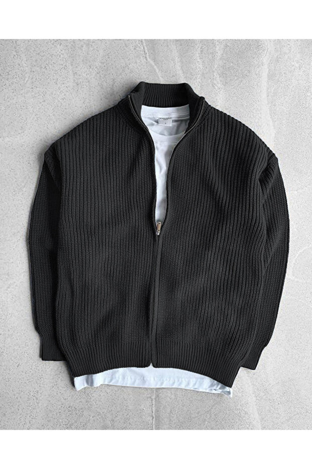 Full Zip Knitwear Sweater Knitted Oversize