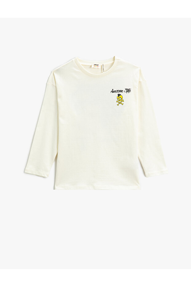 Long Sleeve T-Shirt Back with Skull Print