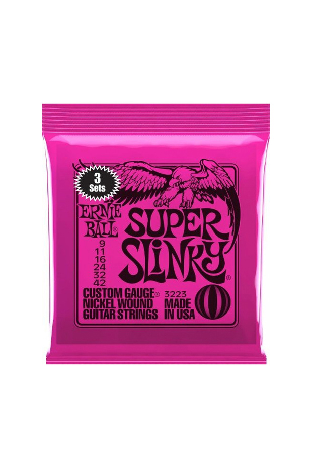 Ernie Ball P03223 Super Slinky Elektro Tel Seti 3lü Paket