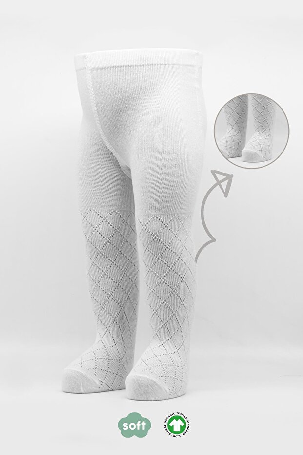 Organic Baby Girl Kids Soft Plaid Embossed Pattern Combed Cotton Pantyhose