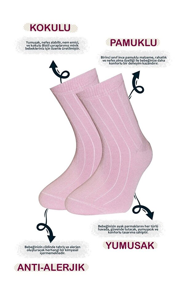 Bistil Kız Erkek Bebek Organik Basic Uzun Soket Çorap - 3
