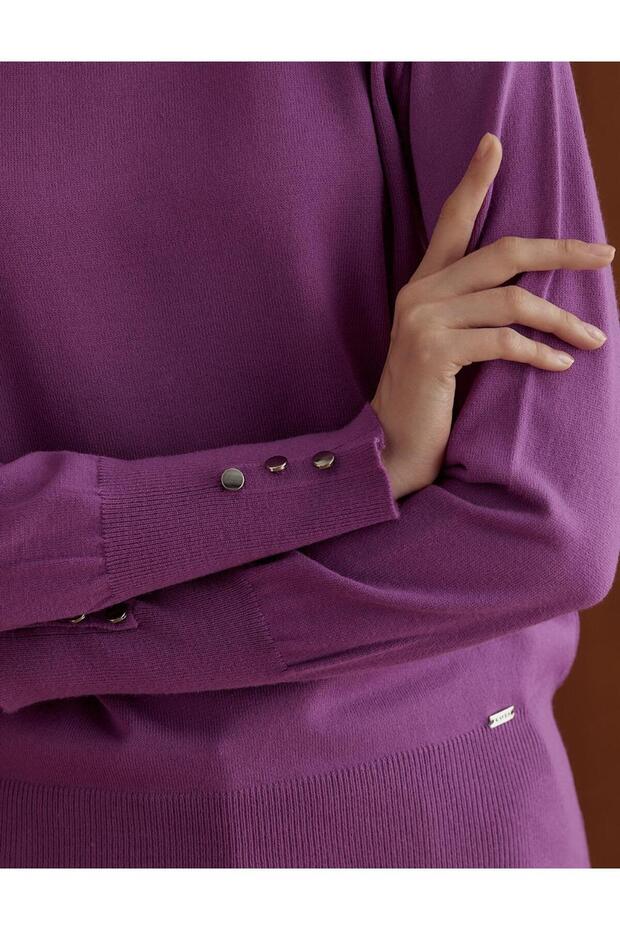 Basic Triko Bluz Fuşya - 7