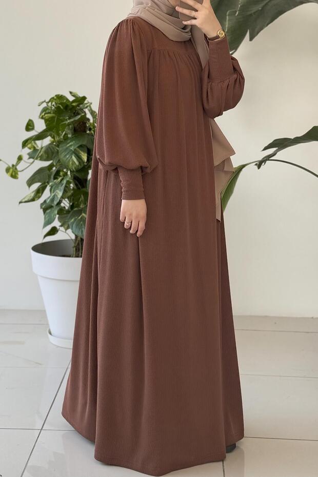 Ece Triko Elbise- Kahve - 3