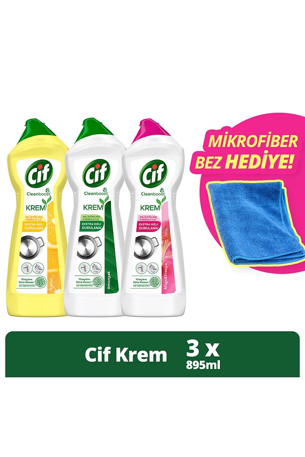 Krem Yüzey Temizleyici 750 ml X 3 Mikrofiber Bez 1 Adet - 1