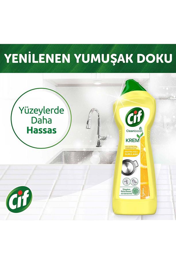 Krem Yüzey Temizleyici Limon Kokulu Klor Boya Fosfat Paraben Içermez 750 ml 4 Adet - 6