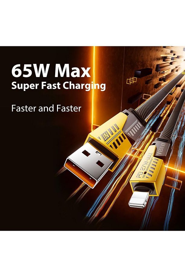 4in1 PD 65 Watt Type-C/27 Watt iPhone Halat Örgü Kırılmaz Uç 1 Metre Hızlı Şarj ve Data Kablosu - 4