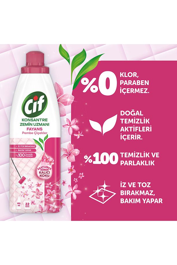 Konsantre Zemin Uzmanı Ahşap 895 ml Konsantre Zemin Uzmanı Fayans Pembe Çiçekler 895 ml - 9