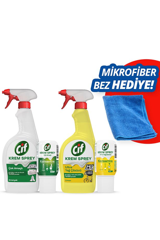 Krem Sprey Limon 750ml Amonyak Konsantre Amonyak 70ml Limon Mikrofiber Bez Hediye - 1