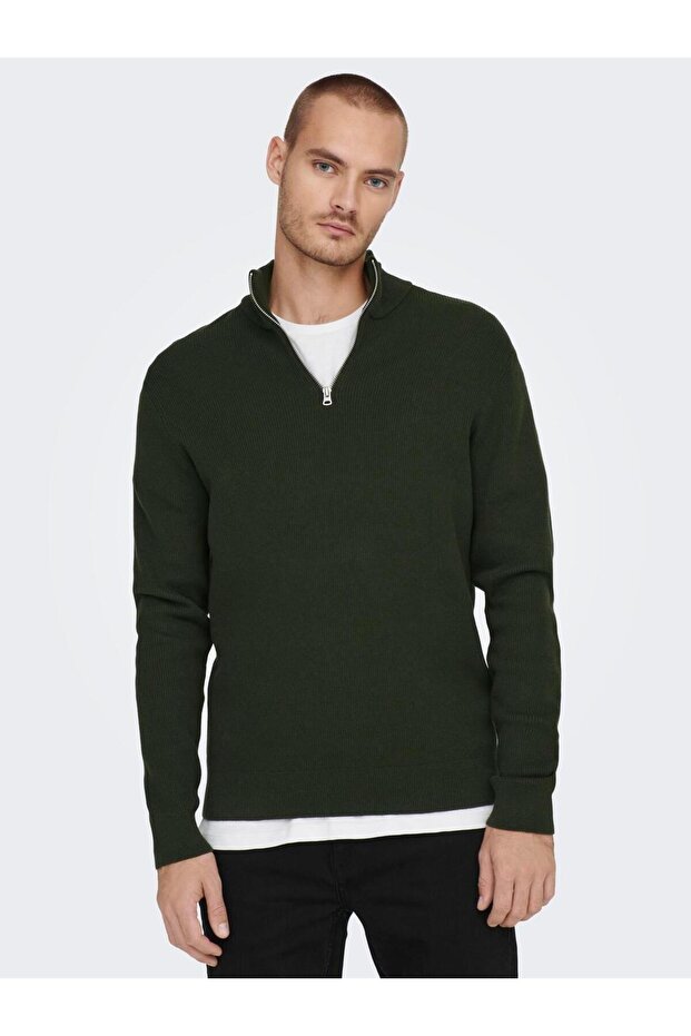 Onsphil Reg 12 - Struc Half Zip Knit Noos Rosin 22023210