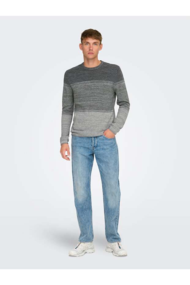 Onsfelix Reg 12 Crew Knit Noos 22029042 Light Grey Melange
