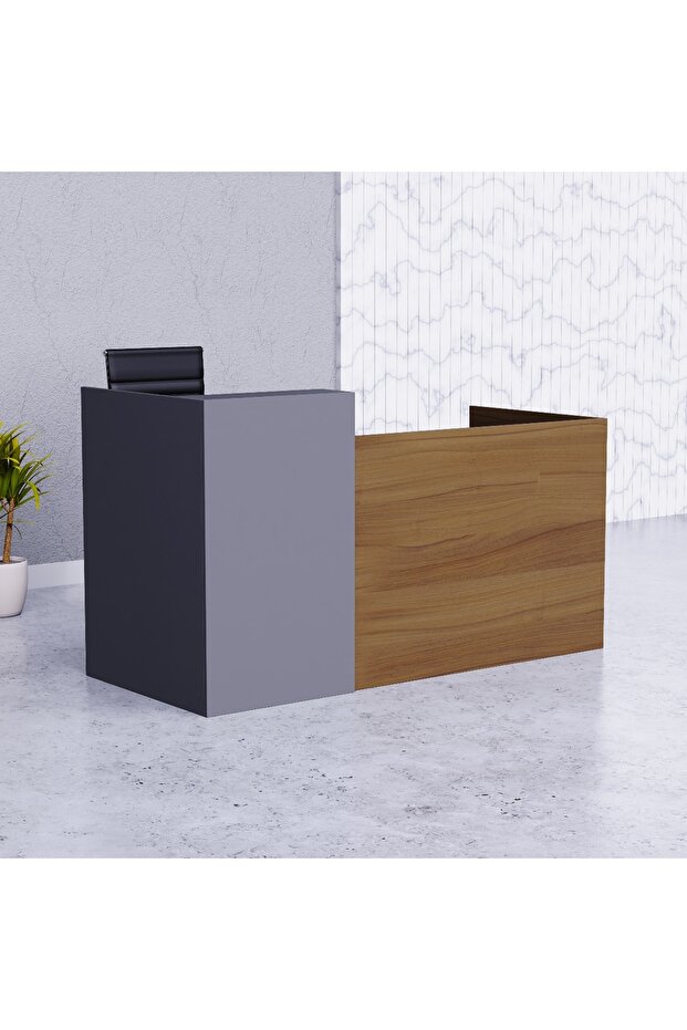 Natural Dijon Walnut-Dust Grey RD-2 Reception Desk 180 cm