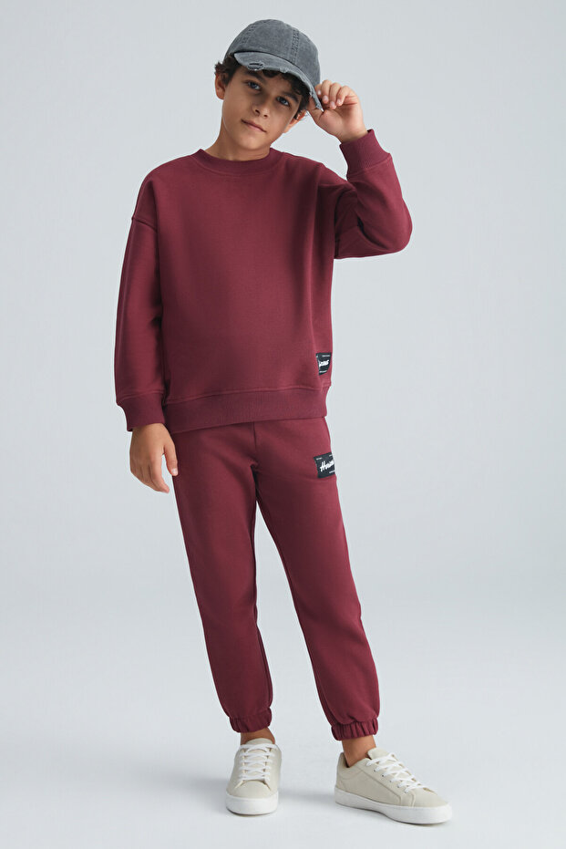 NACER Erkek Çocuk Süs Etiketi Comfort Bordo Eşofman Takımı - 2