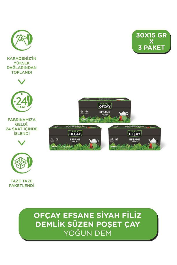Efsane Filiz 30 X 15gr Demlik Poşet Çay X 3 Adet - 1