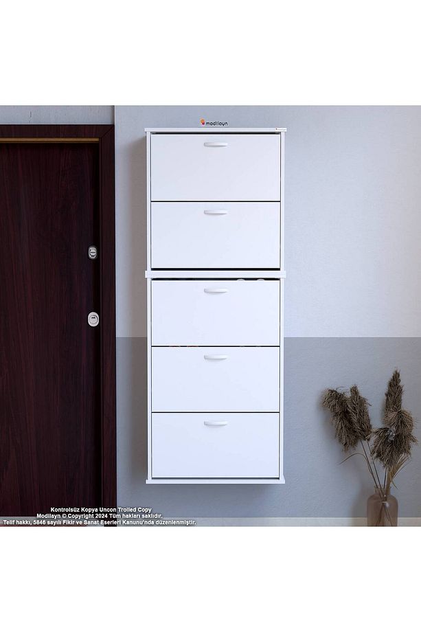 Varbi Umay' 2 Li Asma Kapı Önü 72x193x25, 5 Cm’ Lik 5 Düşer Kapak 10 Göz Bölme Ayakkabılık - 3