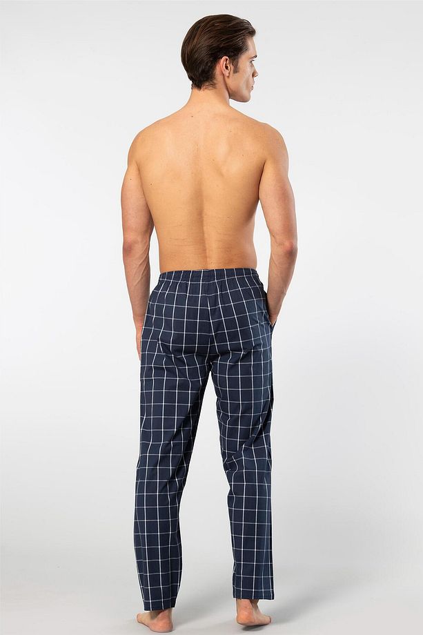 Ekoseli Erkek Tek Alt Pijama, Cep Detaylıdır, %95 pamuk %5 Likralı - 3