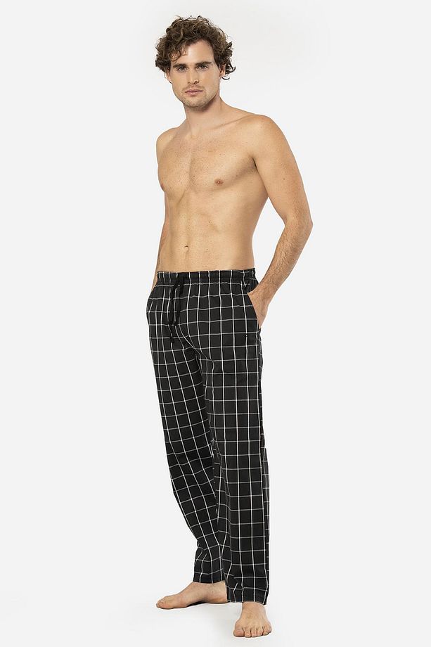 Ekoseli Erkek Tek Alt Pijama, Cep Detaylıdır, %95 pamuk %5 Likralı - 2