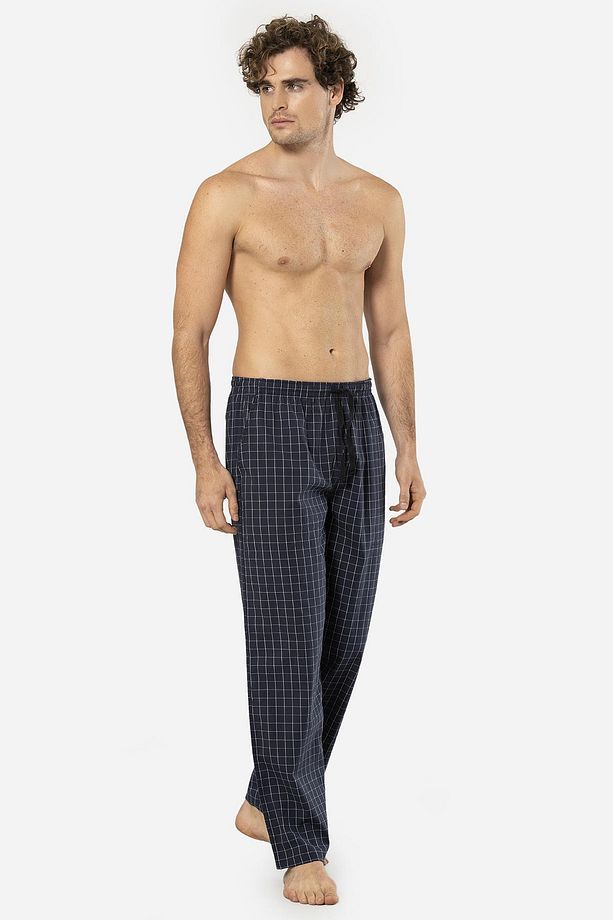 Ekoseli Erkek Tek Alt Pijama, Cep Detaylıdır, %95 pamuk %5 Likralı - 2