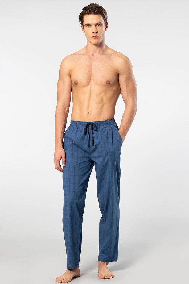 Ekoseli Erkek Tek Alt Pijama, Cep Detaylıdır, %95 pamuk %5 Likralı - 3