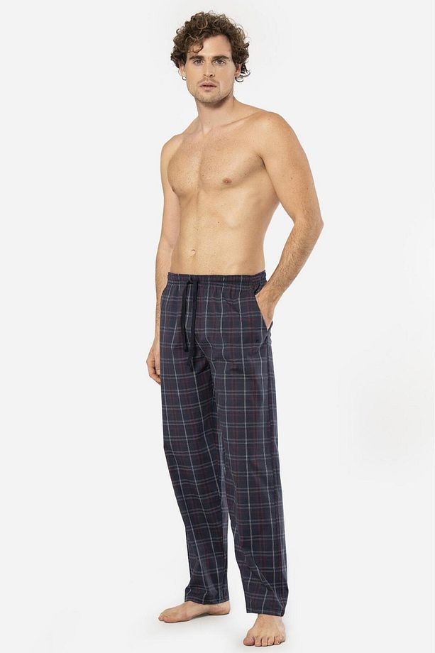 Ekoseli Erkek Tek Alt Pijama, Cep Detaylıdır, %95 pamuk %5 Likralı - 4