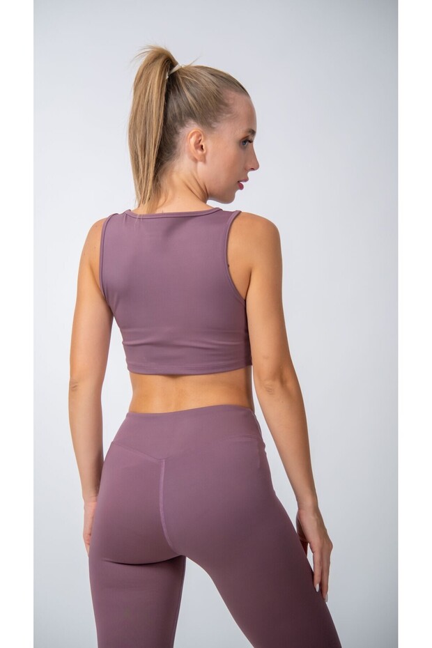 Kolsuz Crop Top Mor - 2