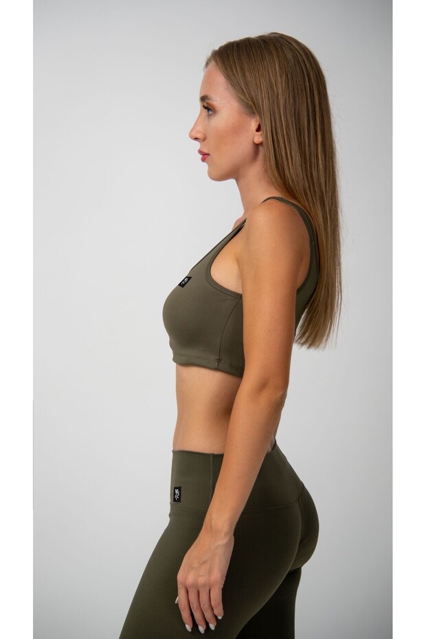 Kalın Askılı Crop Top Haki - 2