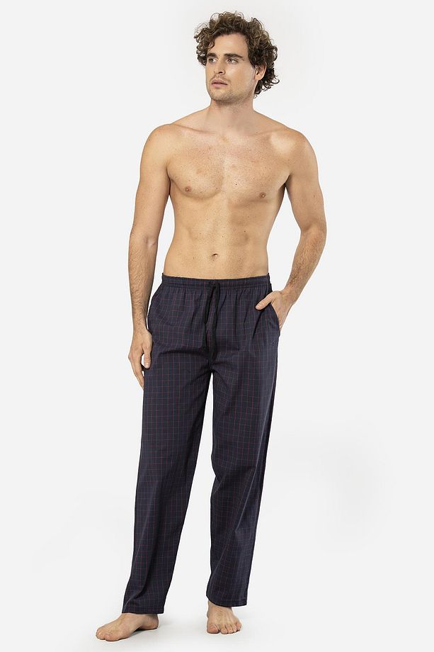 Ekoseli Erkek Tek Alt Pijama, Cep Detaylıdır, %95 pamuk %5 Likralı - 2