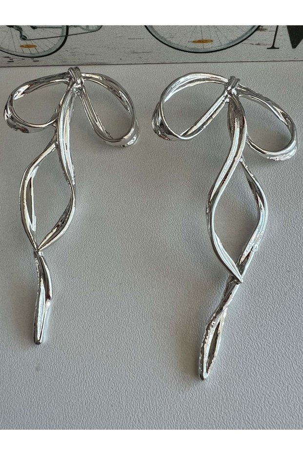 ACR6998 Model Silver Color Bow Earrings