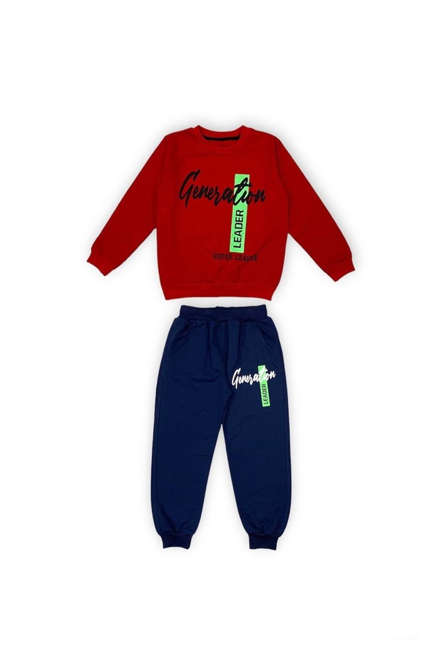 İkiiplik Unisex Kids Tracksuit Set MNK0553 RED - DARK BLUE