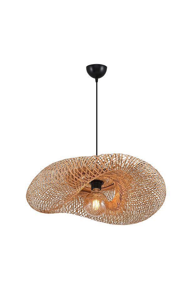 İstanbul Avize Vangu Siyah Duylu 50 cm Avize Bambu,İskandinav,Bohem,Rattan,Modern Aydınlatma - 1