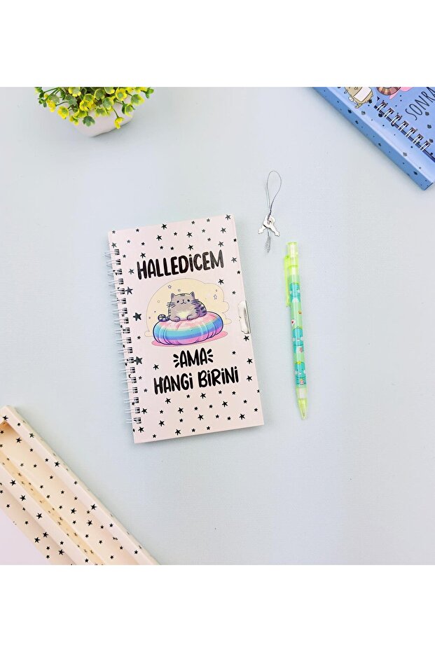 Cute Pattern Lock Notebook and Pen Set - 3