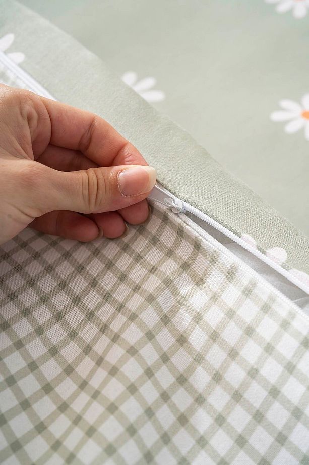 Minimal Yeşil Papatyalı Tek Kişilik Nevresim Takımı Pamuklu - 7