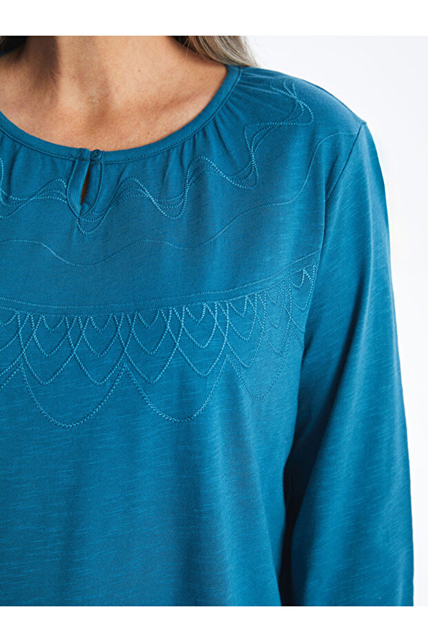 LCW Bisiklet Yaka Nakışlı Kadın Bluz - 3