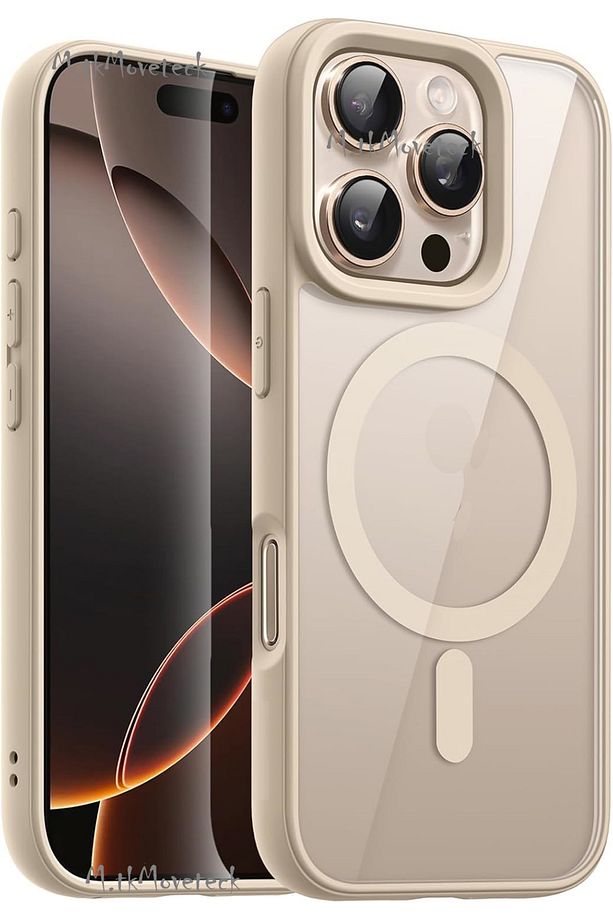 İphone 16 Pro Max Kılıf Krom Mika Magsafe Arkası Şeffaf Hassas Butonlu Mat Yumuşak Renkli Kenarlı - 1