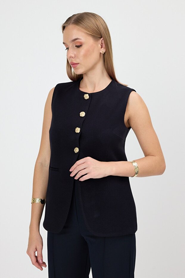 Lacivert Violette Yelek - 5