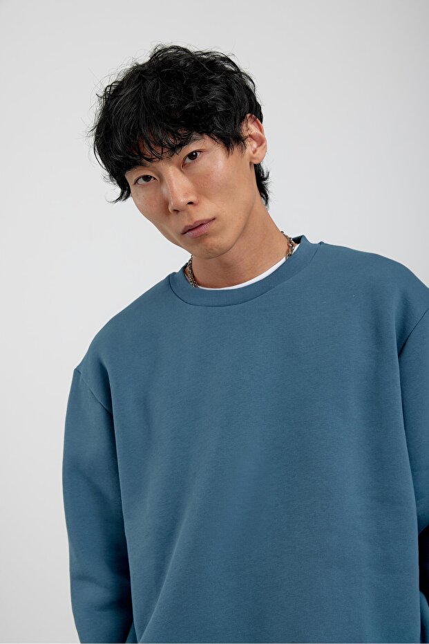 Mavi Bisiklet Yaka Basic Şardonlu Sweatshirt - 1