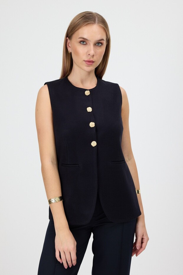 Lacivert Violette Yelek - 7