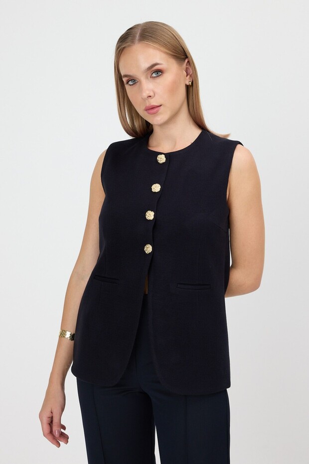 Lacivert Violette Yelek - 6