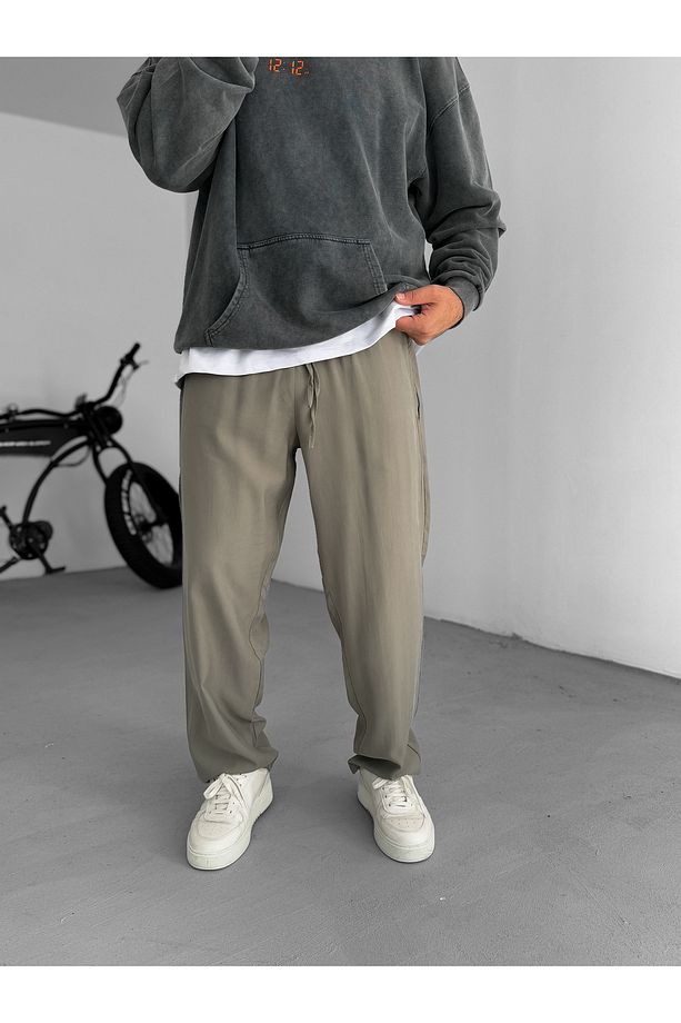 Haki Duble Kumaş Baggy Pantolon KE-7000 - 1
