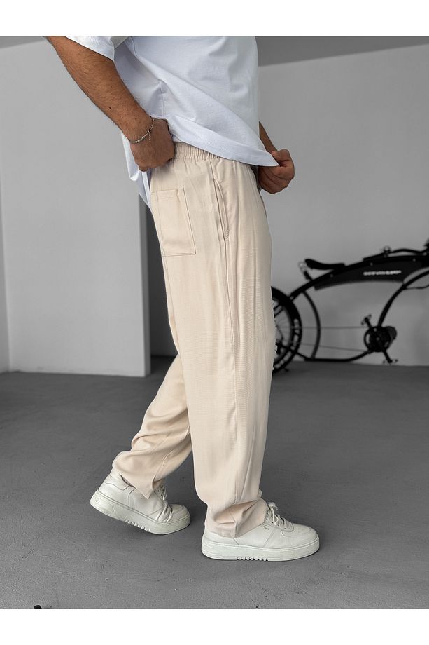 Bej Duble Kumaş Baggy Pantolon KE-7000 - 3