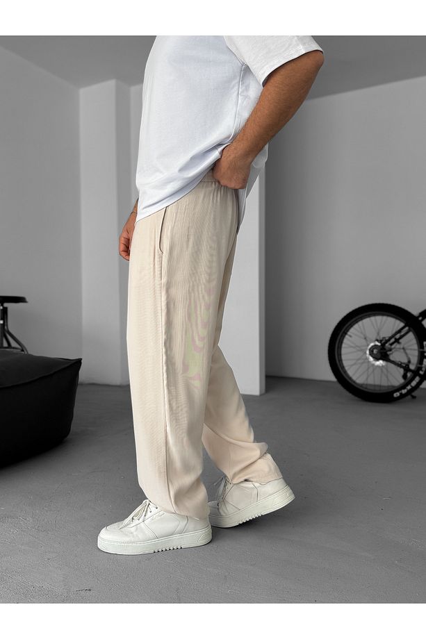 Bej Duble Kumaş Baggy Pantolon KE-7000 - 4