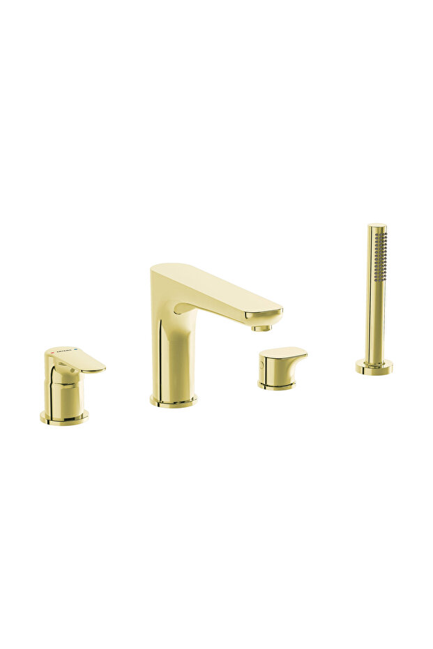 Root Round A4274323 Bathtub Faucet, 4 Holes, Gold