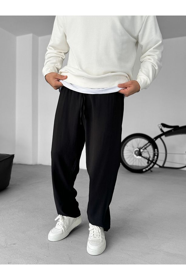 Siyah Duble Kumaş Baggy Pantolon KE-7000 - 1