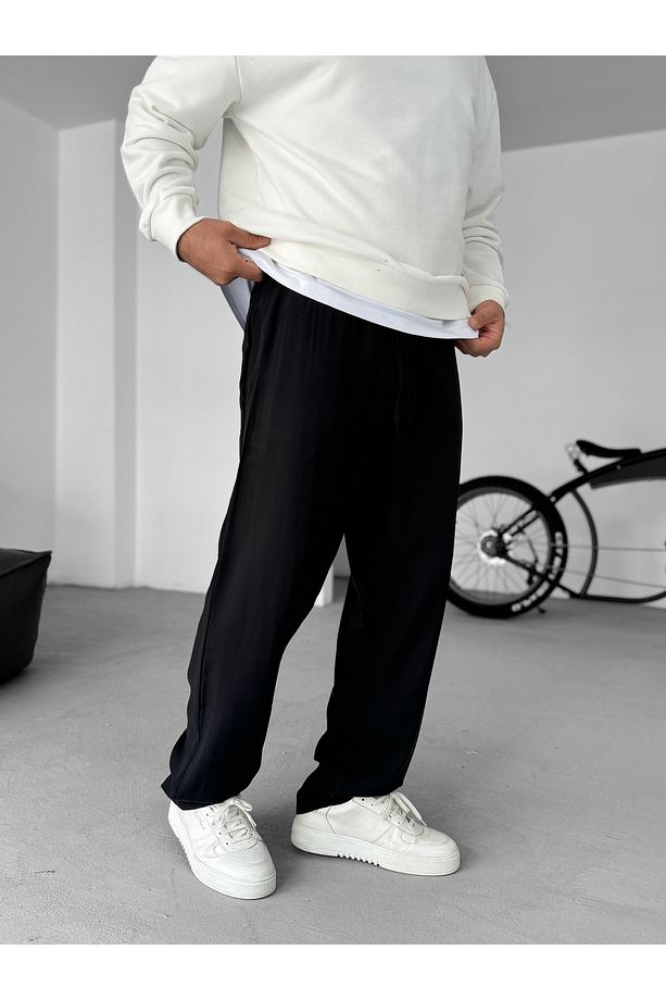 Siyah Duble Kumaş Baggy Pantolon KE-7000 - 5