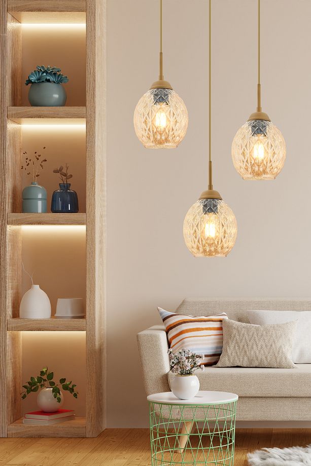Nino 3Lü Yuvarlak Eskitme Modern Sarkıt Oturma Odası Salon Sarkıt Avize - 1