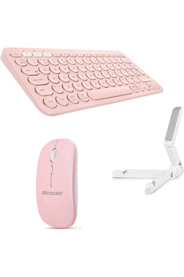 Samsung Galaxy Tab S10+ S10 Plus Tablet için BT Klavye + Mouse + Tablet Standı - AL45150 Pembe - 1