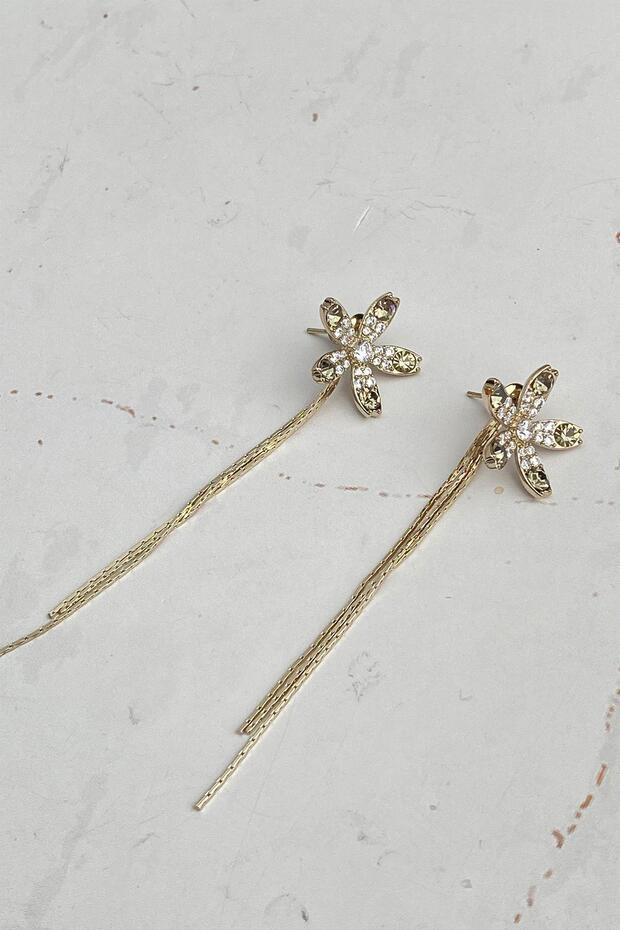 Clover Figured Jewelled Dangle Earrings