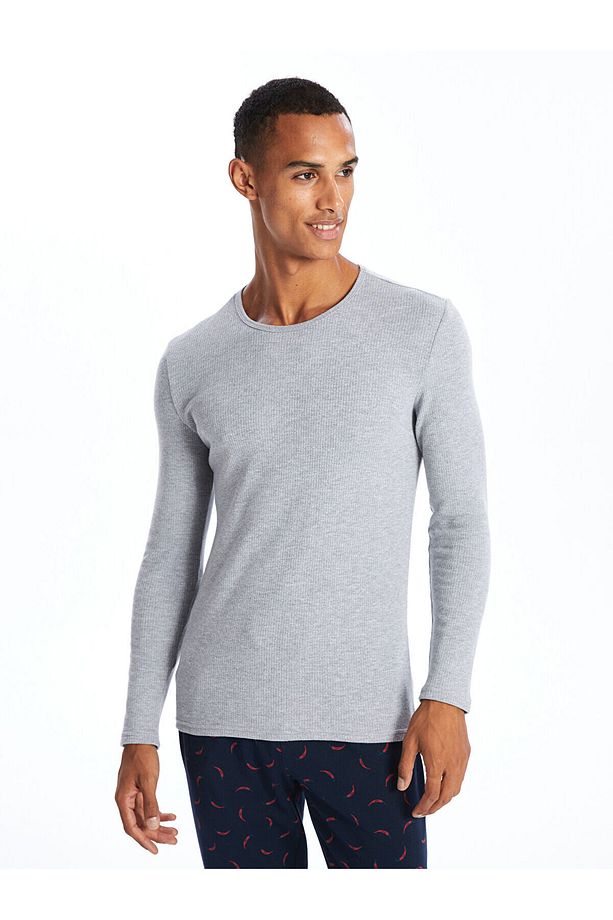 Lw - Bisiklet Yaka Uzun Kollu Erkek Pijama Üst - 1