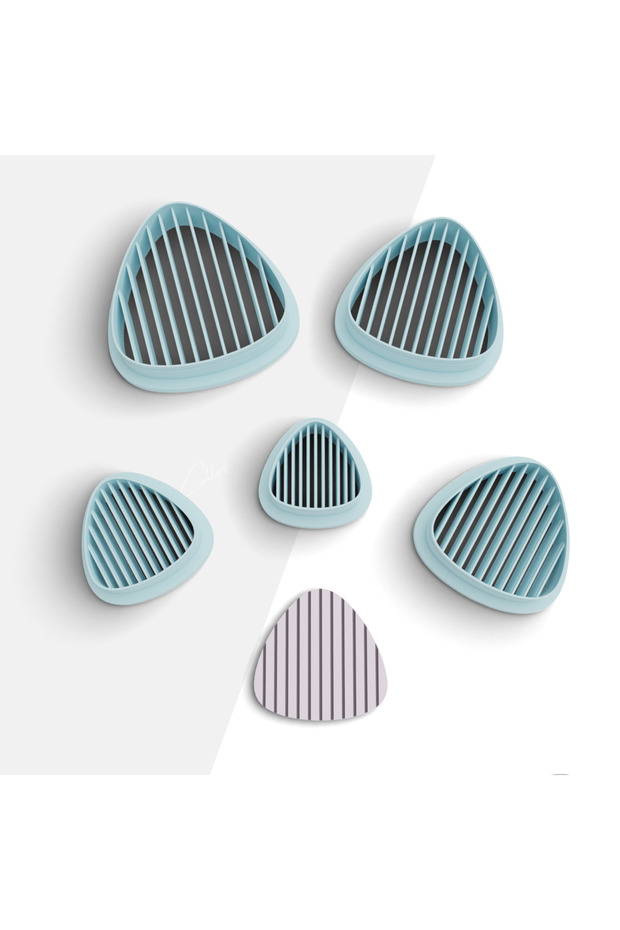 Striped Triangular Shape Polymer Clay Mold, Earring Mold, Clay Cutter, 5 Sizes, No: 938