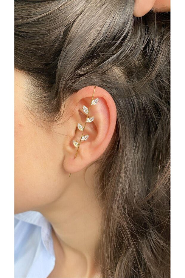 Shuttle Stone Interlocking Cartilage Earrings