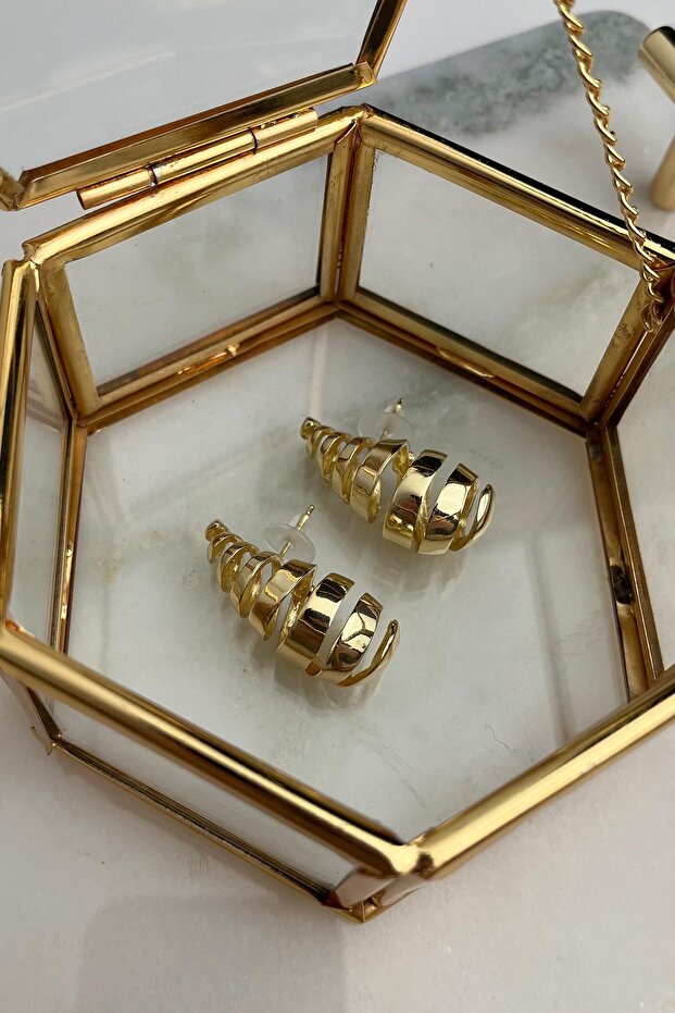 Grid Model Solid Brass Earrings(4cm) - 1